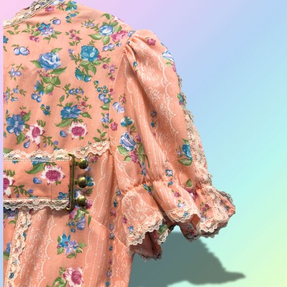 Vintage Short Sleeve Floral Print Dress - Picture 2 of 3